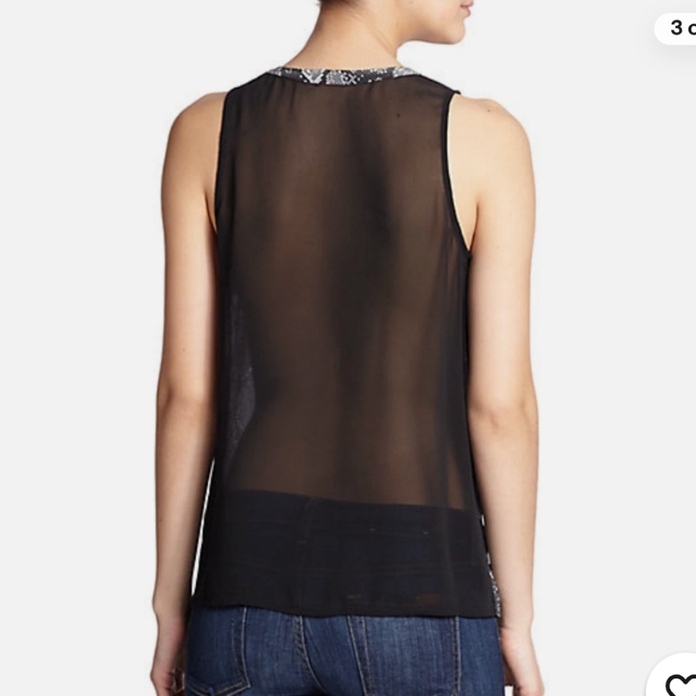 Joie Corette Snake-Print Sleeveless Sheer Back Silk Tank Top - Picture 3 of 4